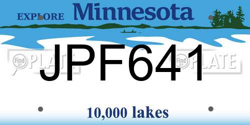 JPF641 Minnesota License Plate