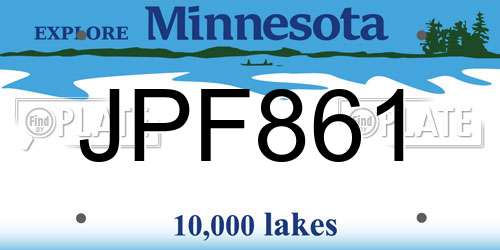 JPF861 Minnesota License Plate