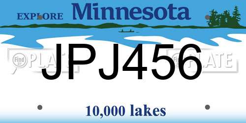 JPJ456 Minnesota License Plate