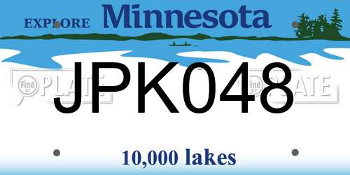 JPK048 Minnesota License Plate
