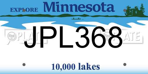 JPL368 Minnesota License Plate