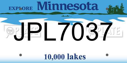 JPL7037 Minnesota License Plate
