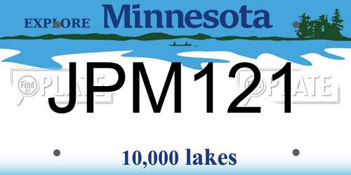 JPM121 Minnesota License Plate