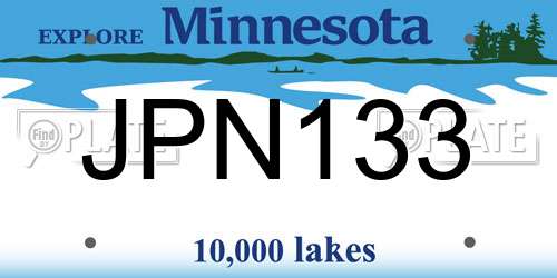 JPN133 Minnesota License Plate