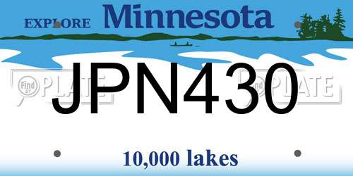 JPN430 Minnesota License Plate