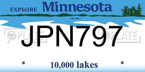 JPN797 Minnesota License Plate