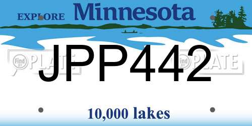 JPP442 Minnesota License Plate