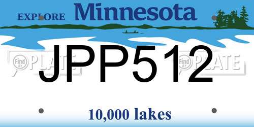 JPP512 Minnesota License Plate