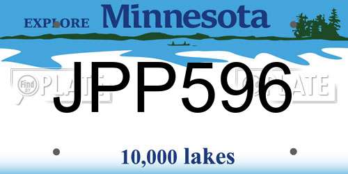 JPP596 Minnesota License Plate