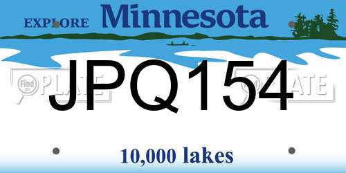 JPQ154 Minnesota License Plate
