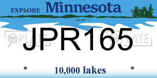 JPR165 Minnesota License Plate
