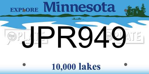 JPR949 Minnesota License Plate