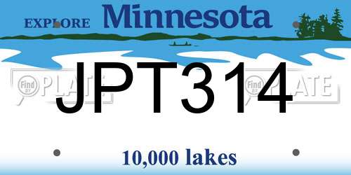 JPT314 Minnesota License Plate