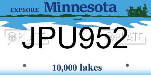 JPU952 Minnesota License Plate