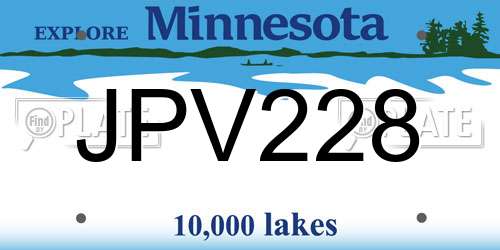 JPV228 Minnesota License Plate