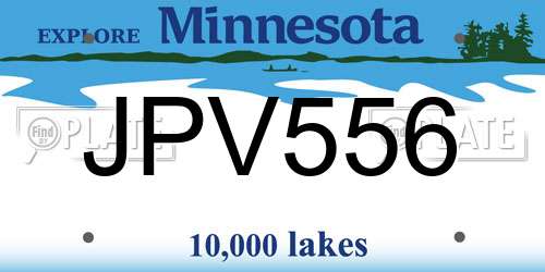JPV556 Minnesota License Plate