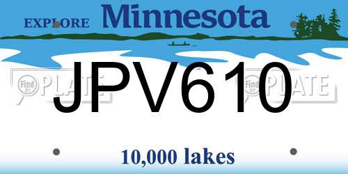 JPV610 Minnesota License Plate