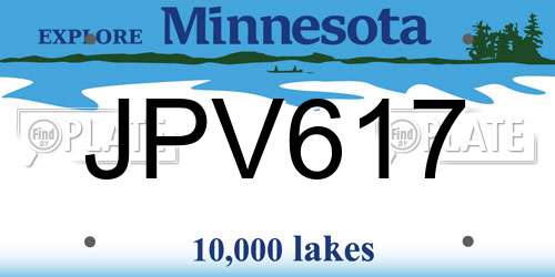 JPV617 Minnesota License Plate