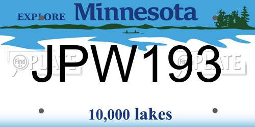 JPW193 Minnesota License Plate
