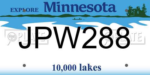 JPW288 Minnesota License Plate