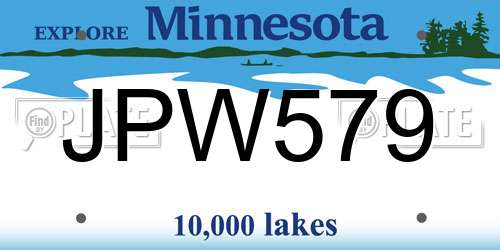 JPW579 Minnesota License Plate