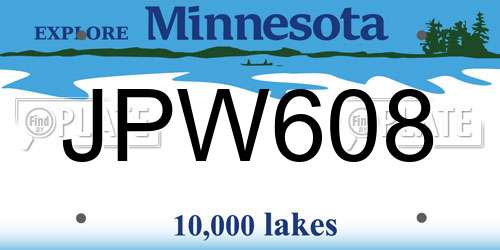 JPW608 license plate in MN state