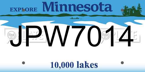 JPW7014 Minnesota License Plate