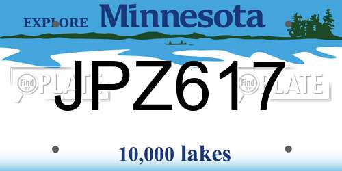 JPZ617 Minnesota License Plate