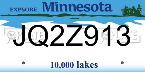 JQ2Z913 Minnesota License Plate