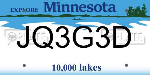 JQ3G3D Minnesota License Plate
