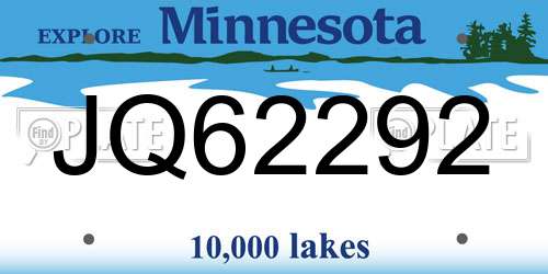 JQ62292 Minnesota License Plate