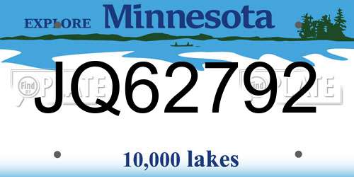 JQ62792 Minnesota License Plate