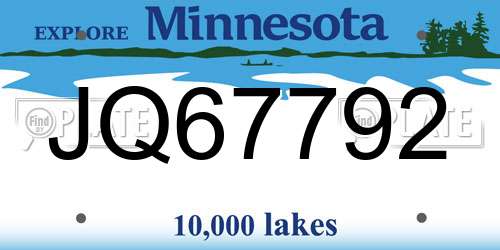 JQ67792 Minnesota License Plate