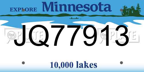 JQ77913 Minnesota License Plate