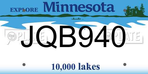 JQB940 Minnesota License Plate