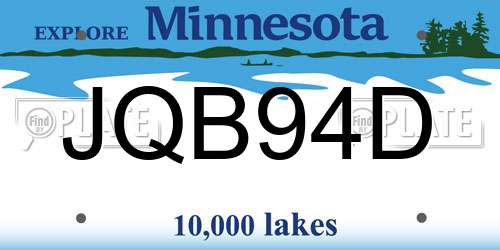 JQB94D Minnesota License Plate