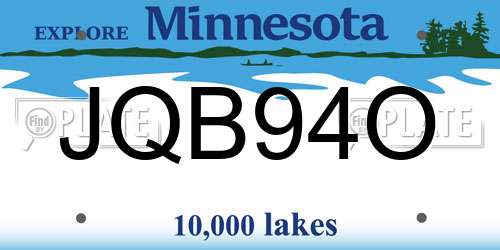 JQB94O Minnesota License Plate