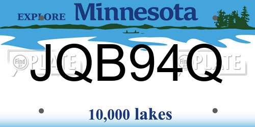 JQB94Q Minnesota License Plate