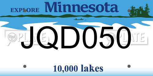 JQD050 Minnesota License Plate
