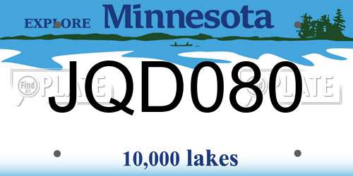 JQD080 Minnesota License Plate