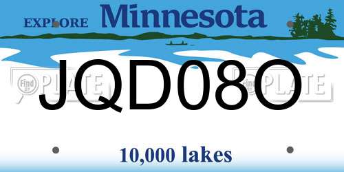 JQD08O Minnesota License Plate
