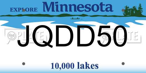 JQDD50 Minnesota License Plate