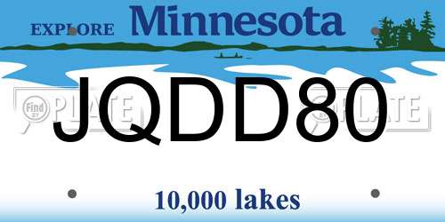JQDD80 Minnesota License Plate