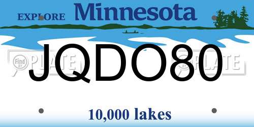 JQDO80 Minnesota License Plate