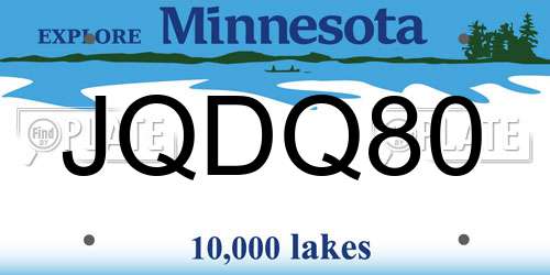 JQDQ80 Minnesota License Plate