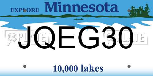 JQEG30 Minnesota License Plate