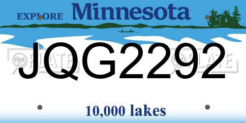 JQG2292 Minnesota License Plate