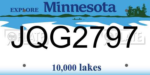 JQG2797 Minnesota License Plate