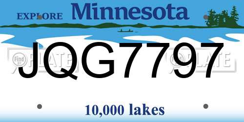 JQG7797 Minnesota License Plate