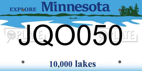 JQO050 Minnesota License Plate